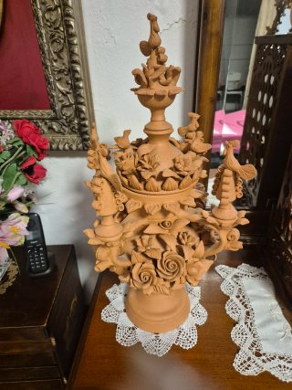 Botijo de novia barro rameado tradicional