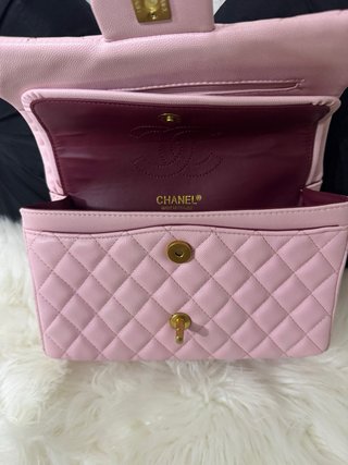 Bolso Chanel Doble Flap Rosa y Dorado