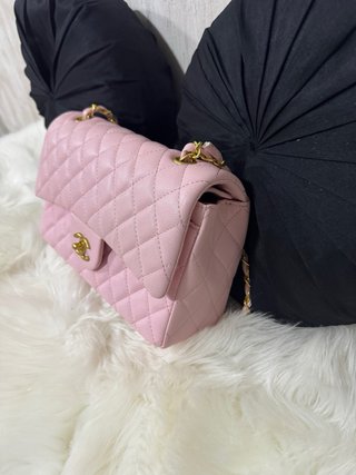 Bolso Chanel Doble Flap Rosa y Dorado