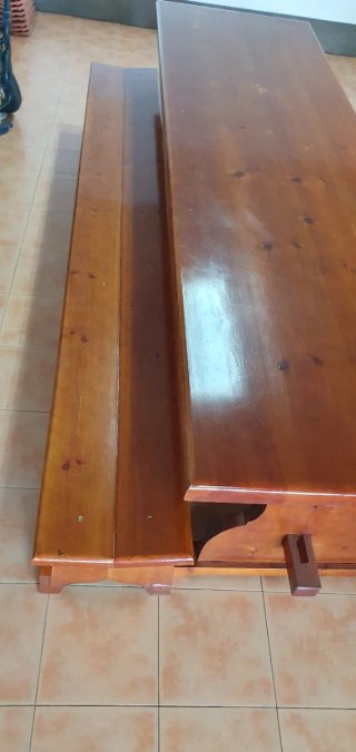 Mesa y bancos txoko madera maciza a medida ebanist