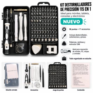 Kit Destornilladores Precisión 115 en 1 Nuevo