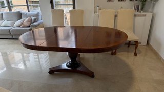 Mesa comedor redonda extensible madera olivo