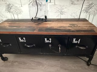 Mueble auxiliar 4 cajones madera y metal