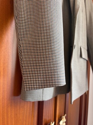 Americana Zara Cuadros Beige y Gris talla l nueva