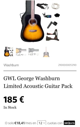 Pack Guitarra Acústica Washburn GWL