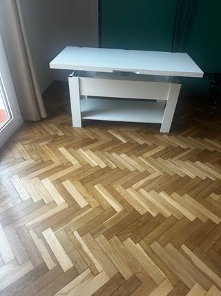 Mesa centro elevable y extensible blanca