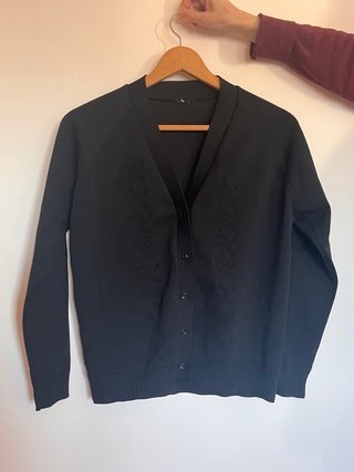 Chaqueta de punto negra con cenefa