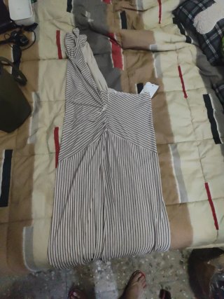 Vestido de rayas beige y negro talla XL