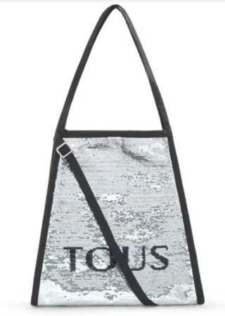 Bolso Tous Lentejuelas Plata y Negro