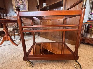 Mesa camarera auxiliar madera y cristal