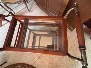 Mesa camarera auxiliar madera y cristal