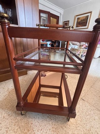 Mesa camarera auxiliar madera y cristal