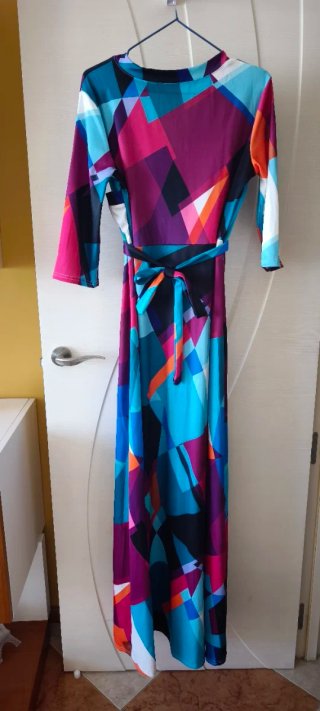 Vestido largo estampado geométrico