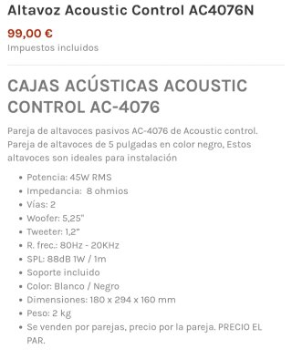 Altavoces Negros ACOUSTIC CONTROL