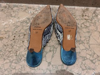 Tacones Santino Brillantes Azul y Plateado