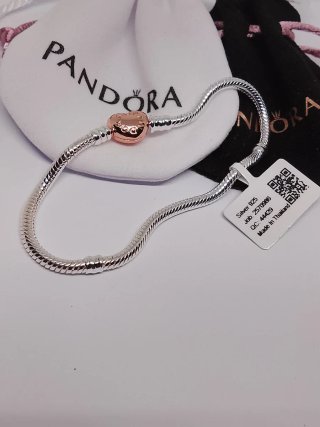 Pulsera Pandora 19cm Oro Rosa cierre Corazón