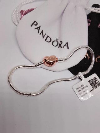 Pulsera Pandora 19cm Oro Rosa cierre Corazón