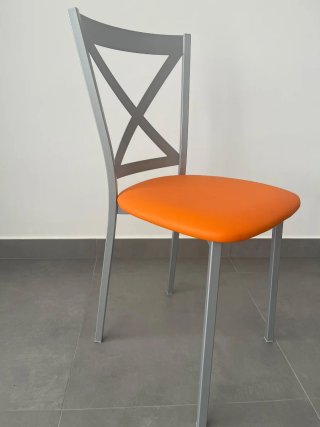 4 Sillas Cocina Naranja/Plata Sin Estrenar