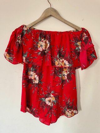 Mono corto rojo floral Talla S/M