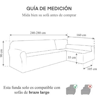 Funda Sofá Chaise Longue GFD Textiles Beige