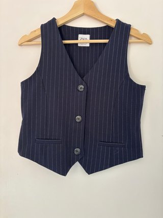 Chaleco sastre Zara rayas azul marino