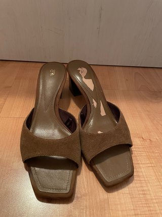 Sandalias Zara Tacon Cuadradas Marrones