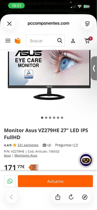 PC i5-9400F + ASUS 27” IPS + SSD 240GB