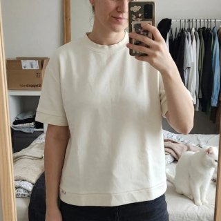 Bershka Camiseta Oversize Crema Talla L