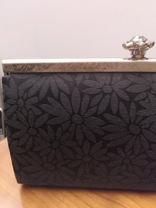 Bolso de mano vintage gris oscuro con pedrería