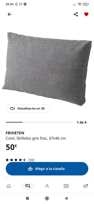 Cojín sofá IKEA Friheten gris