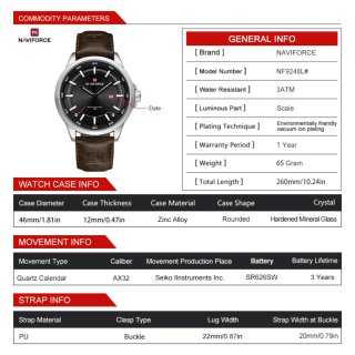 Reloj Naviforce Hombre Negro y Marrón