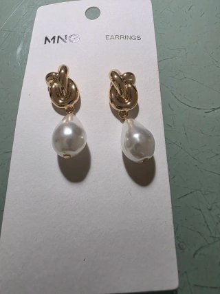 Pendientes Mango Nudo Perla Dorados