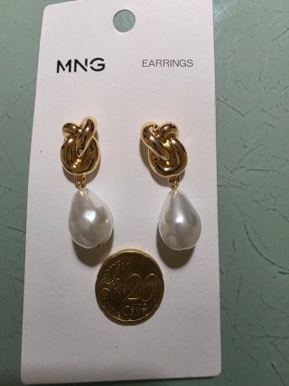 Pendientes Mango Nudo Perla Dorados