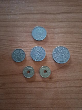 Lote de 6 monedas antiguas españolas