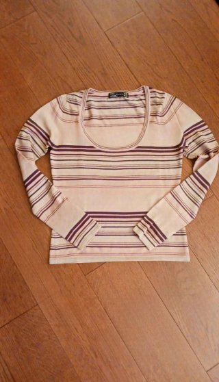 Maglia Zara a righe beige rosa marrone M