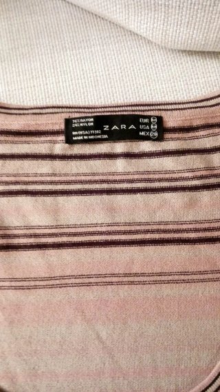 Maglia Zara a righe beige rosa marrone M
