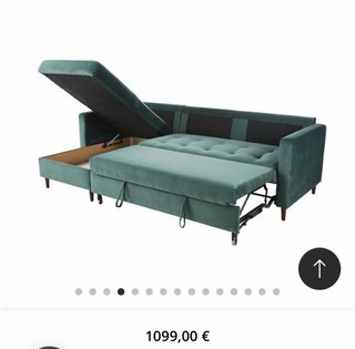 Divano Chaiselongue in Velluto Verde