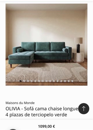Divano Chaiselongue in Velluto Verde