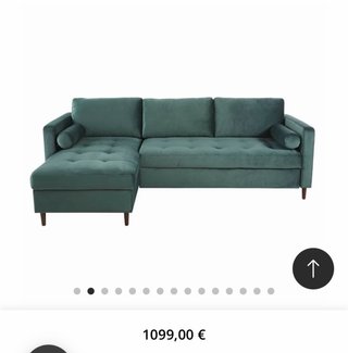 Divano Chaiselongue in Velluto Verde