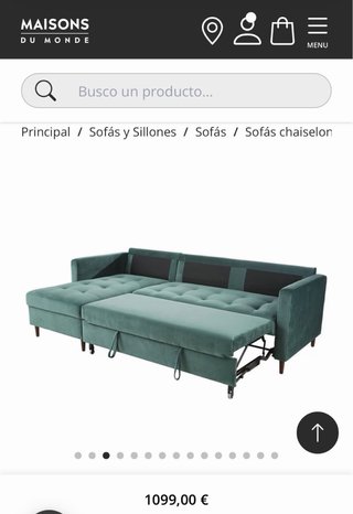 Divano Chaiselongue in Velluto Verde