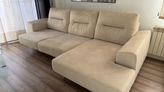 Sofá Chaise Longue color beige de tela