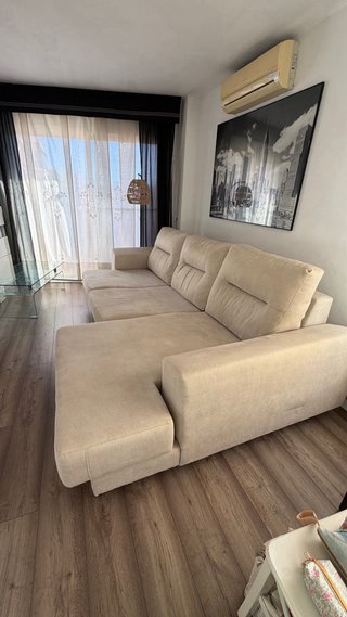 Sofá Chaise Longue color beige de tela