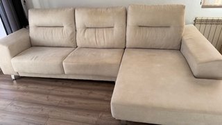 Sofá Chaise Longue color beige de tela