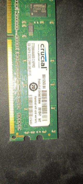 Pack 4GB RAM DDR2 800MHz (2x2GB) Kingston+Crucial