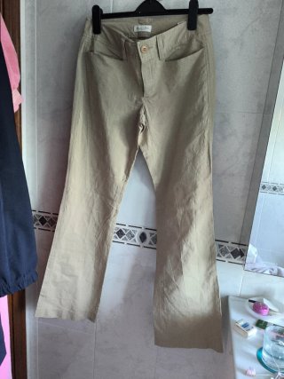 Pantalón Massimo Dutti beige mujer