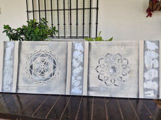 Cuadro decorativo beige y gris