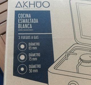 Cocina de gas AKHUO esmaltada blanca