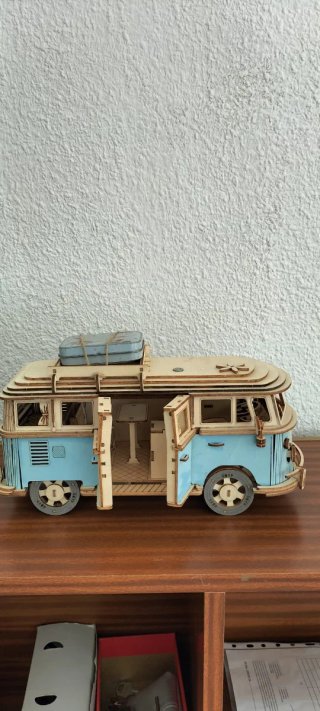 Maqueta Camper Vintage Madera Azul