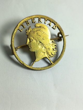 Antiguo Broche Moneda Calada 2 Centavos Argentina