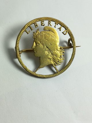 Antiguo Broche Moneda Calada 2 Centavos Argentina
